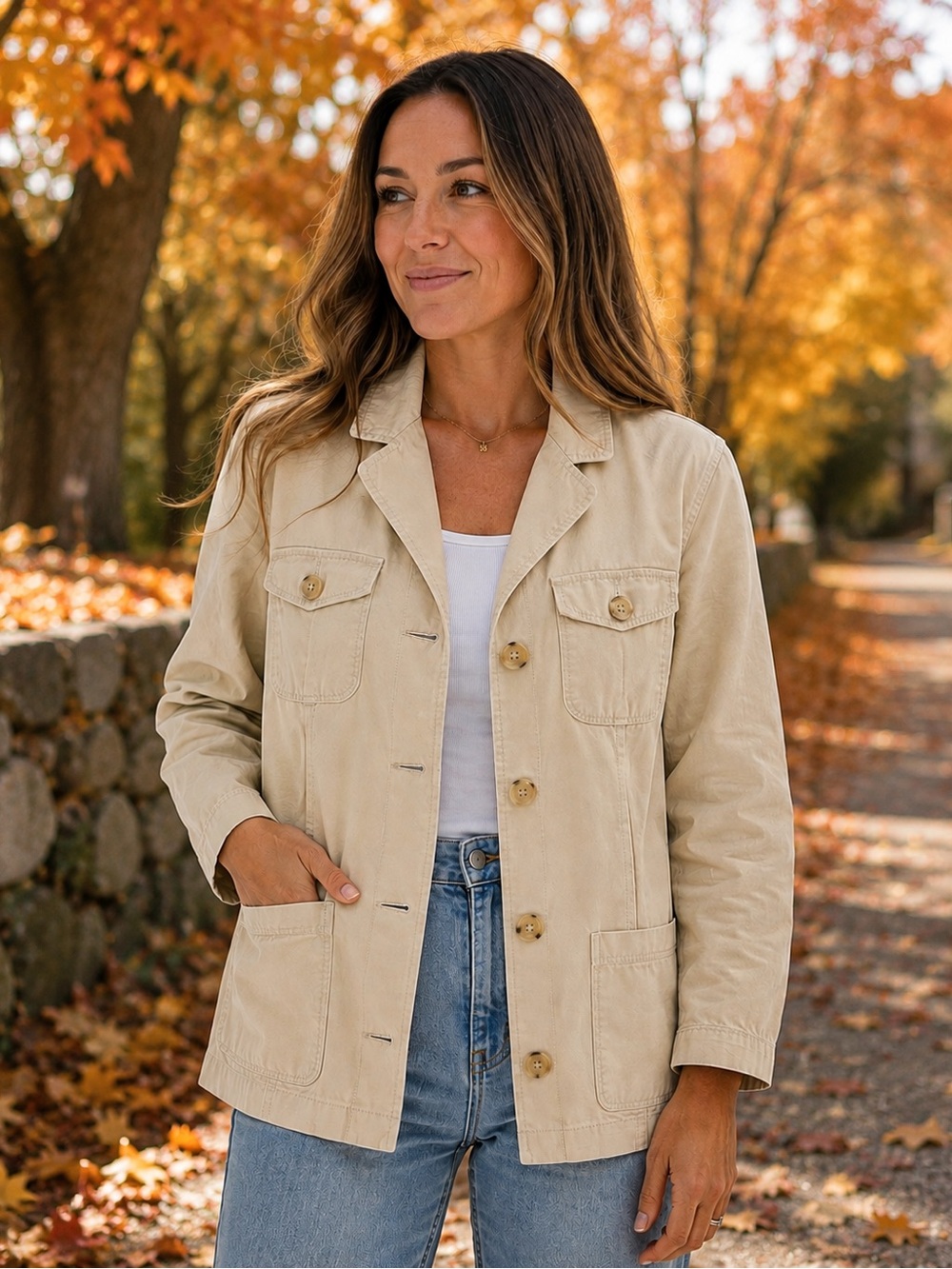 Eddie Bauer Beige Utility Blazer Jacket